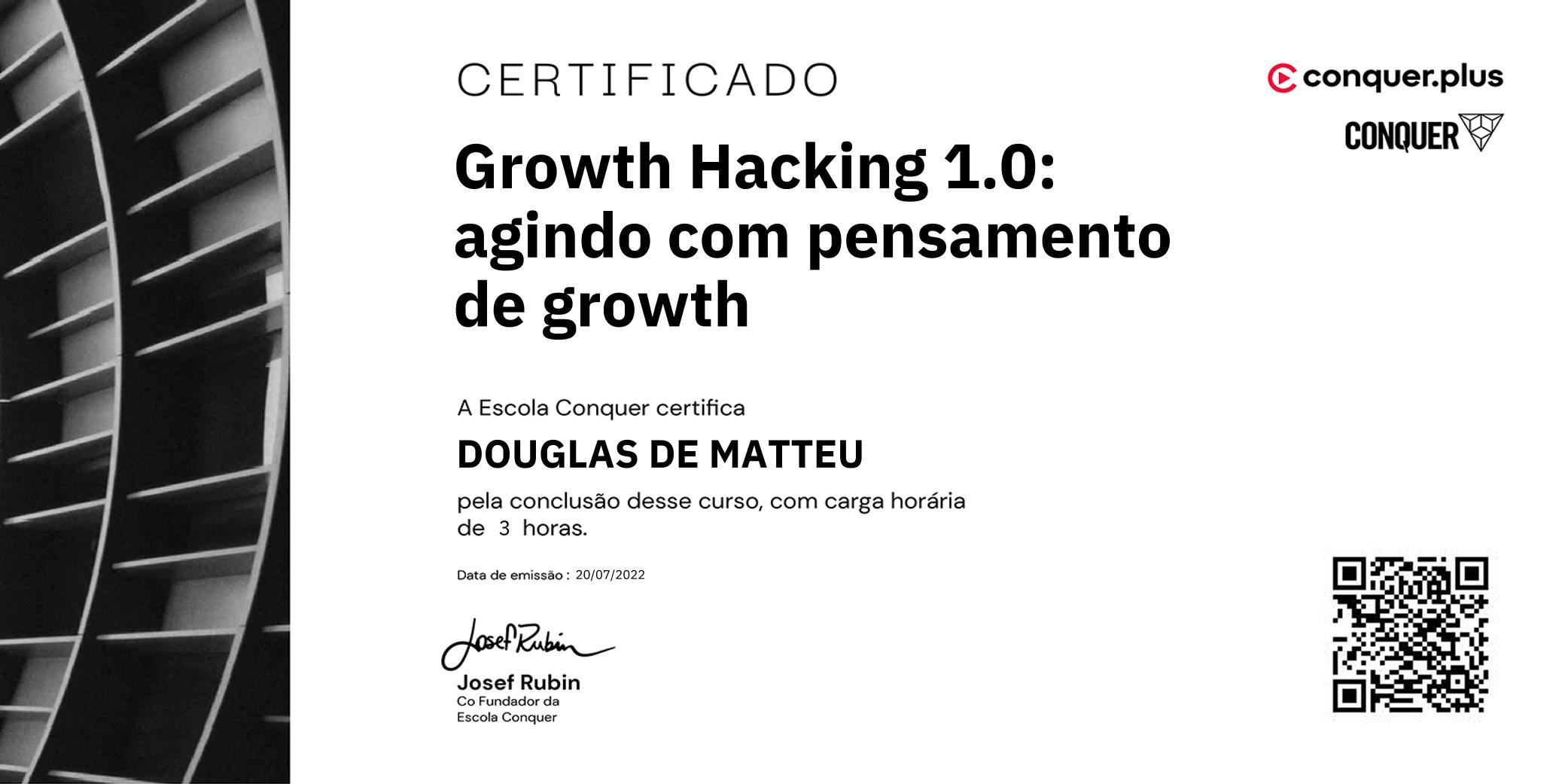 Certificado de Growth Hacking 1.0: agindo com pensamento de growth